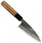 Нож кухонный "MOTOKANE" Deba Hocho 105 мм лезвие, Aogami Steel 1, Kurouchi, двойной скос, HONMAMON