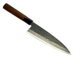 Нож кухонный Funayuki 165 мм, широкий, HRC61, Aogami steel #1, рукоятка орех, HONMAMON